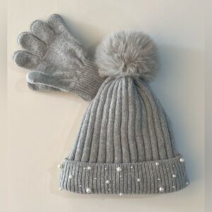 Cozy Grey Knit Hat and Gloves Set